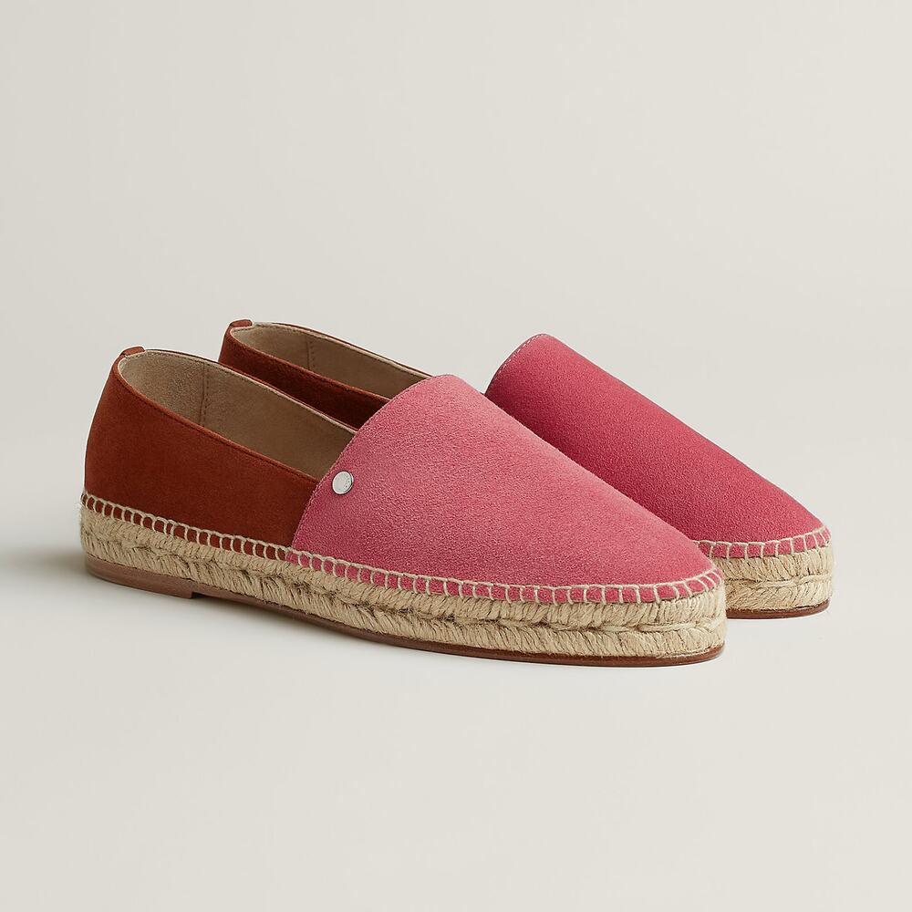 Hermes Joven Pink Suede Espadrilles Size 9 Slip On Casual Shoes